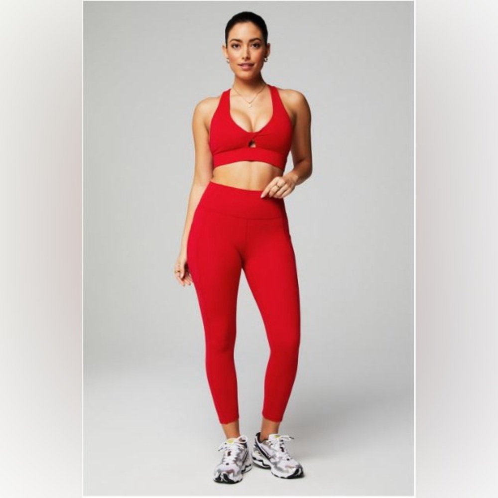 NWT- Fabletics PureLuxe High-Waisted Pocket 7/8 Leggings -HEATED RED (24”) new !